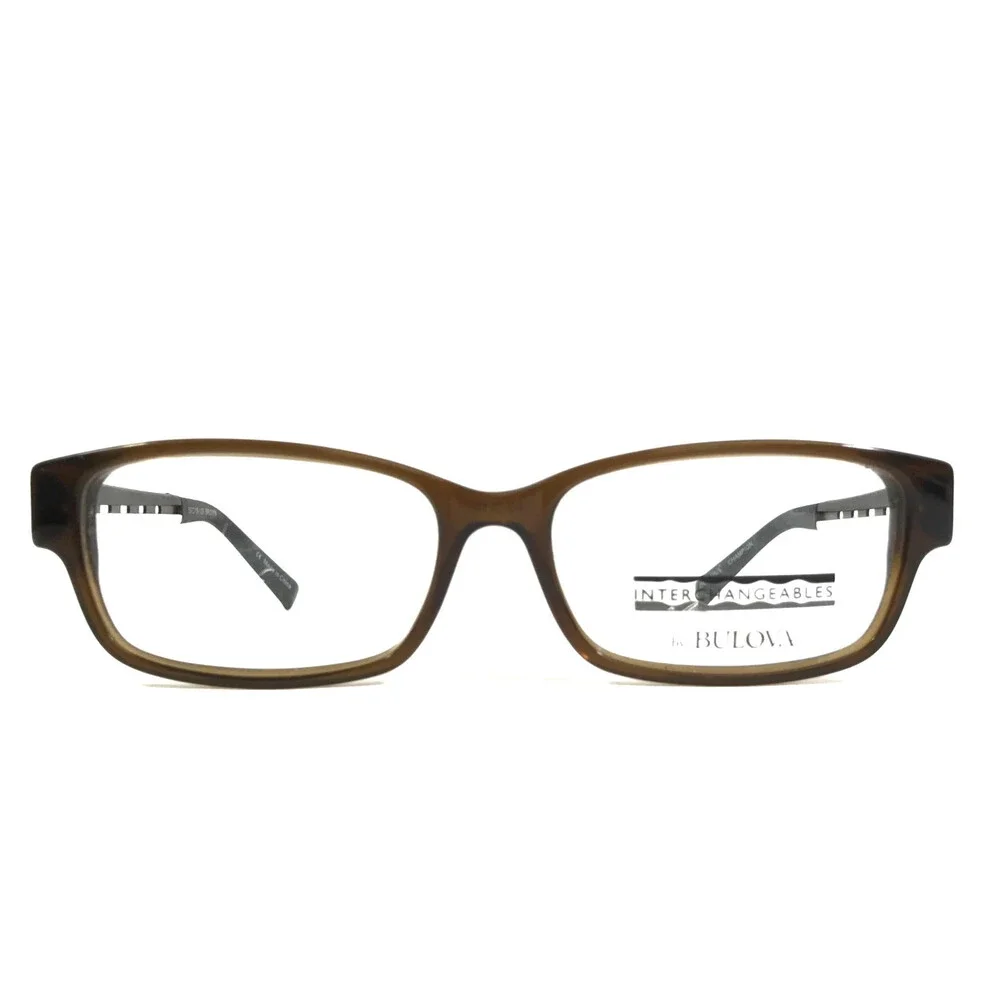 Interchangeables by Bulova Eyeglasses Frames CHAMPION Brown Rectangle 53-15-135